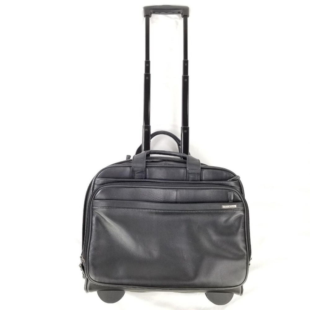 Dilana Black Leather Rolling Travel Bag Luggage